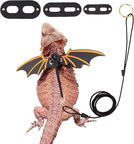 Bearded Dragon Leash Harness – Leather Wings Reptile Harness with Removable Leash - Operation Cozy Paws