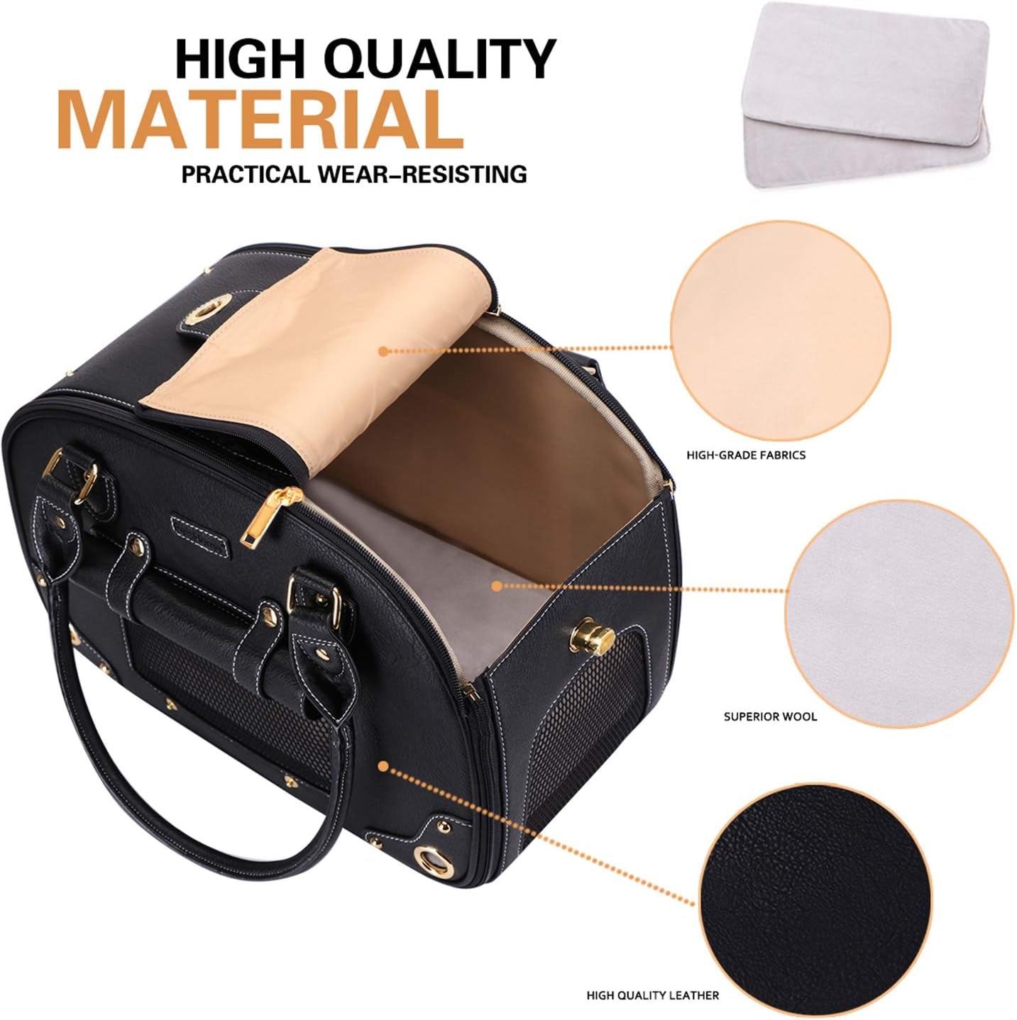 Foldable Pet Carrier Bag – Waterproof Premium PU Leather Travel Dog & Cat Carrier - Operation Cozy Paws
