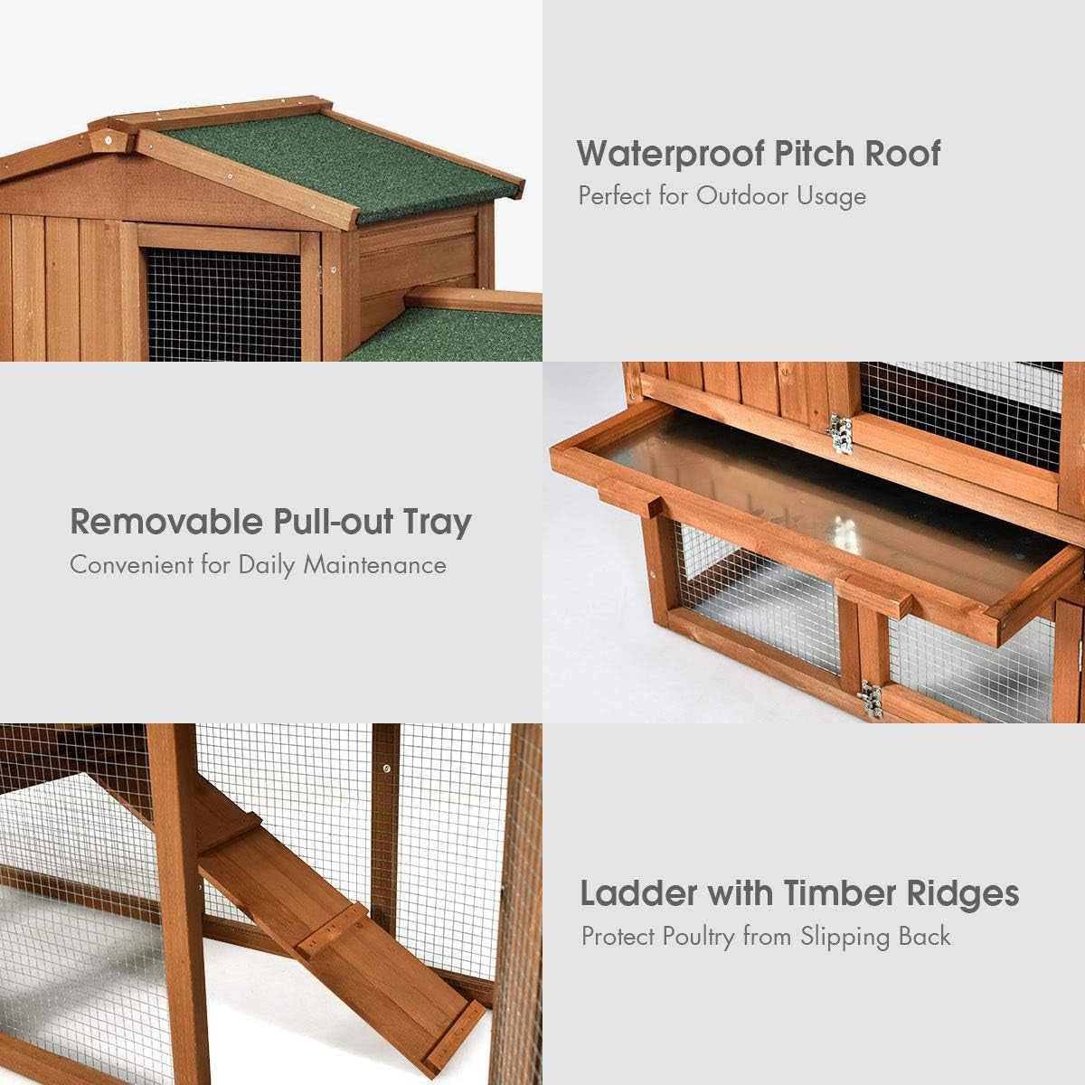 Indoor Outdoor Rabbit Hutch – Waterproof Bunny Cage with Ramp & Removable Tray - Operation Cozy Paws
