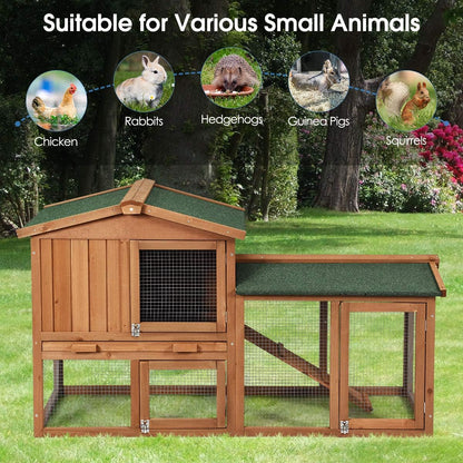 Indoor Outdoor Rabbit Hutch – Waterproof Bunny Cage with Ramp & Removable Tray - Operation Cozy Paws