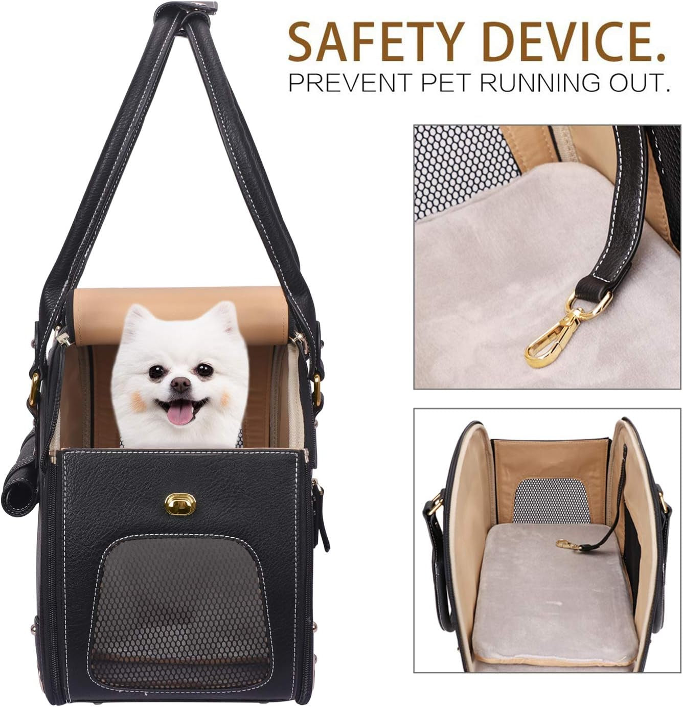 Foldable Pet Carrier Bag – Waterproof Premium PU Leather Travel Dog & Cat Carrier - Operation Cozy Paws
