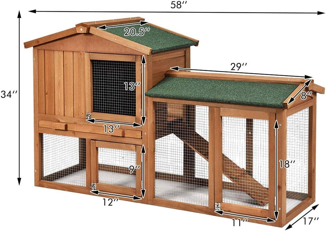 Indoor Outdoor Rabbit Hutch – Waterproof Bunny Cage with Ramp & Removable Tray - Operation Cozy Paws