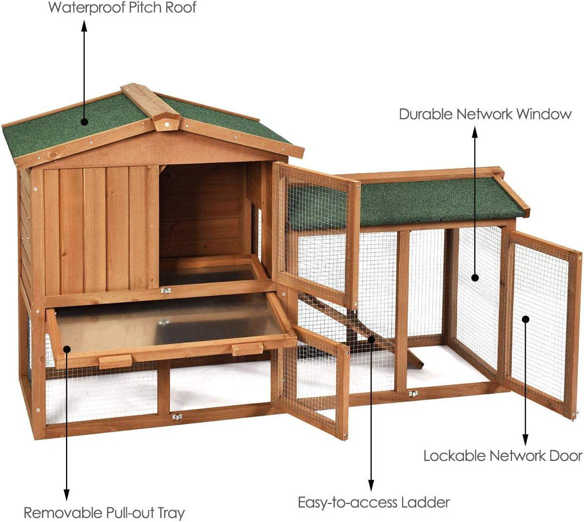 Indoor Outdoor Rabbit Hutch – Waterproof Bunny Cage with Ramp & Removable Tray - Operation Cozy Paws