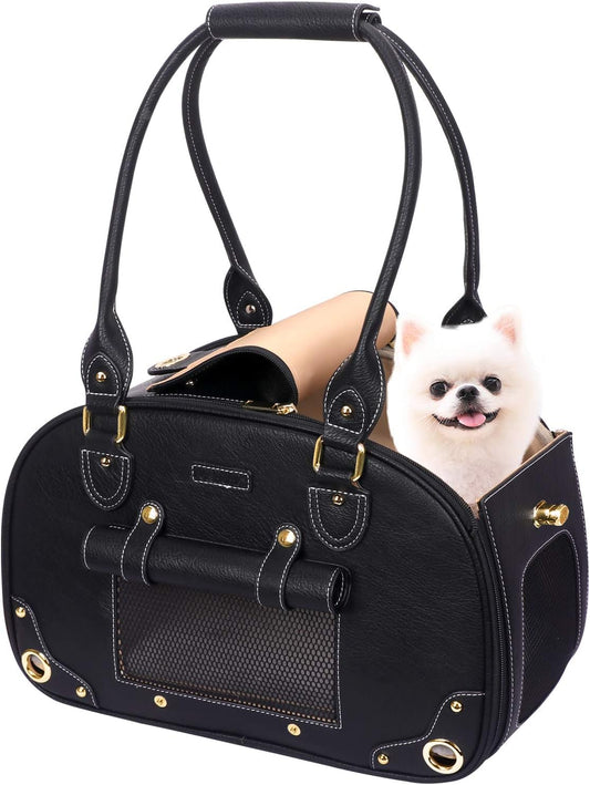 Foldable Pet Carrier Bag – Waterproof Premium PU Leather Travel Dog & Cat Carrier - Operation Cozy Paws