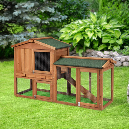 Indoor Outdoor Rabbit Hutch – Waterproof Bunny Cage with Ramp & Removable Tray - Operation Cozy Paws