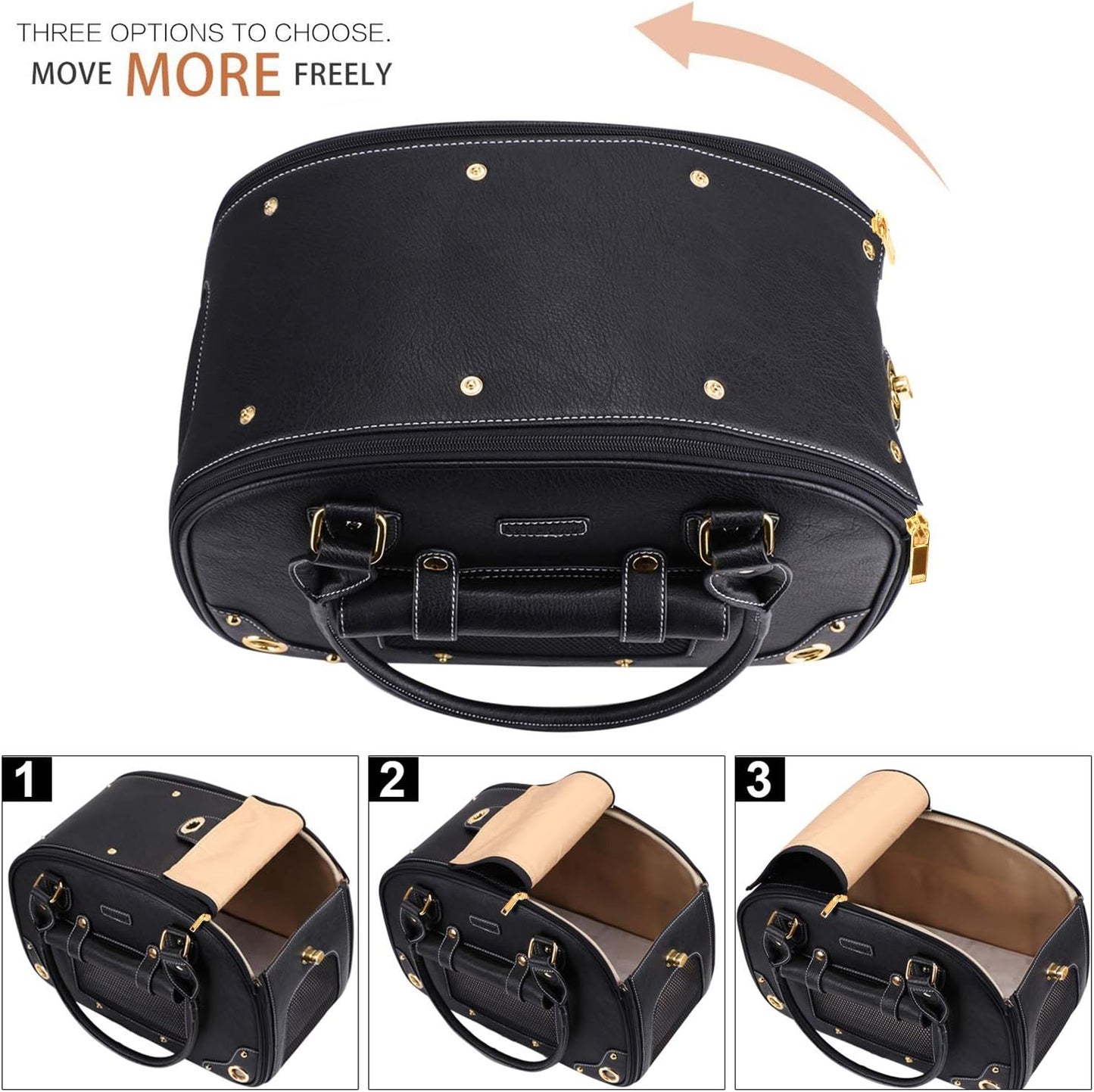 Foldable Pet Carrier Bag – Waterproof Premium PU Leather Travel Dog & Cat Carrier - Operation Cozy Paws