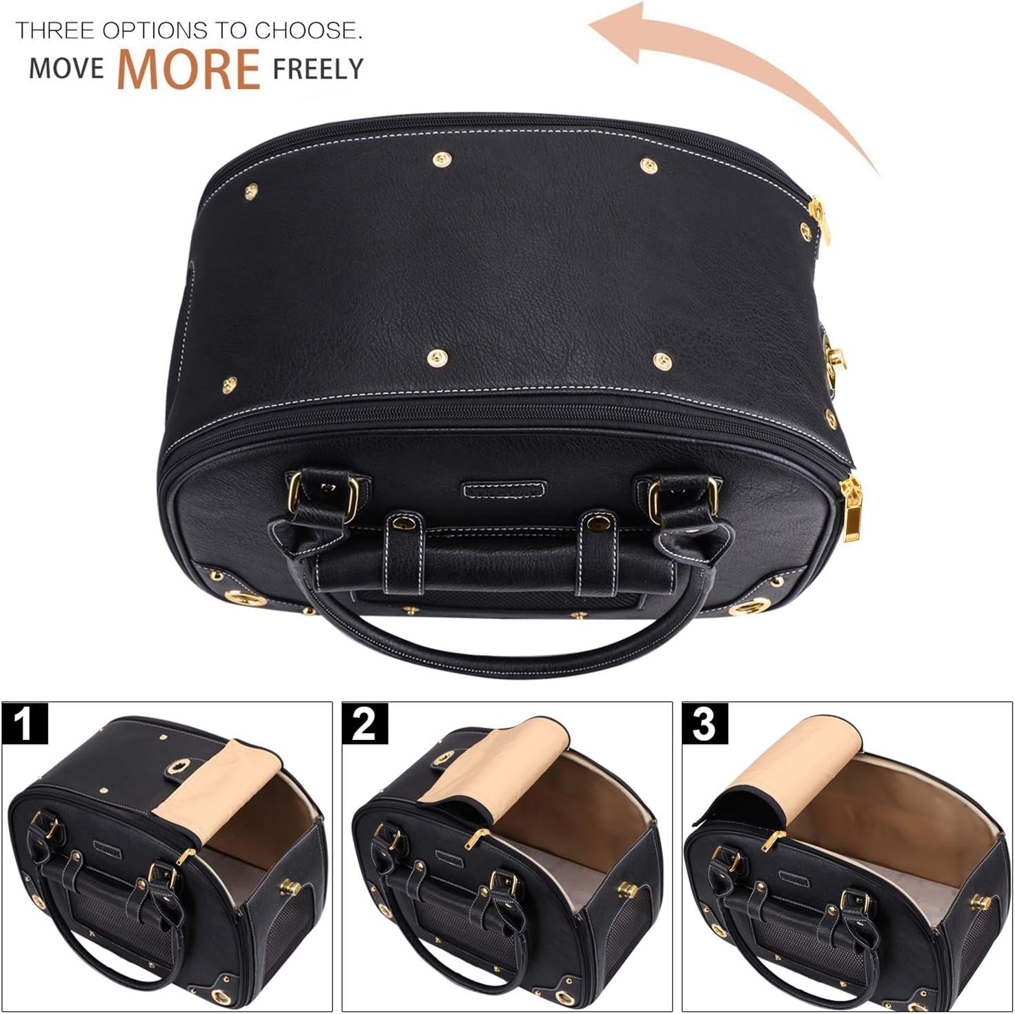 Foldable Pet Carrier Bag – Waterproof Premium PU Leather Travel Dog & Cat Carrier - Operation Cozy Paws